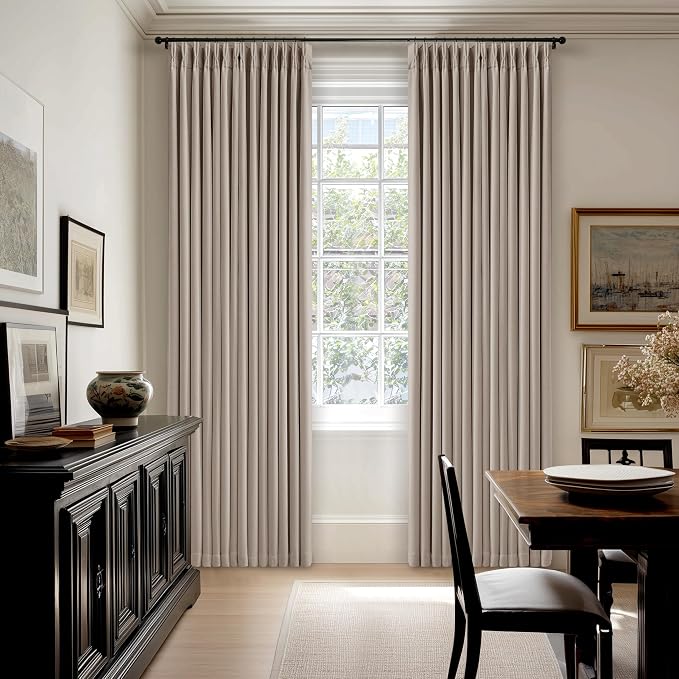 Burlywood Birch Pleated 100% Blackout Curtains 96 Inches Long 2 Panels | Memory - Image 7