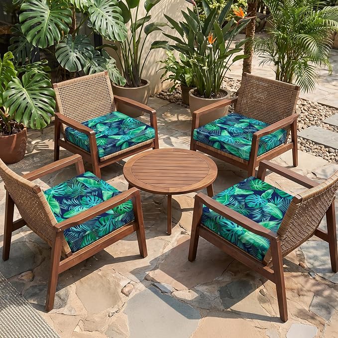 4Pcs Patio Cushion Covers Stretch Outdoor Furniture Protector Slipcovers | - Image 6