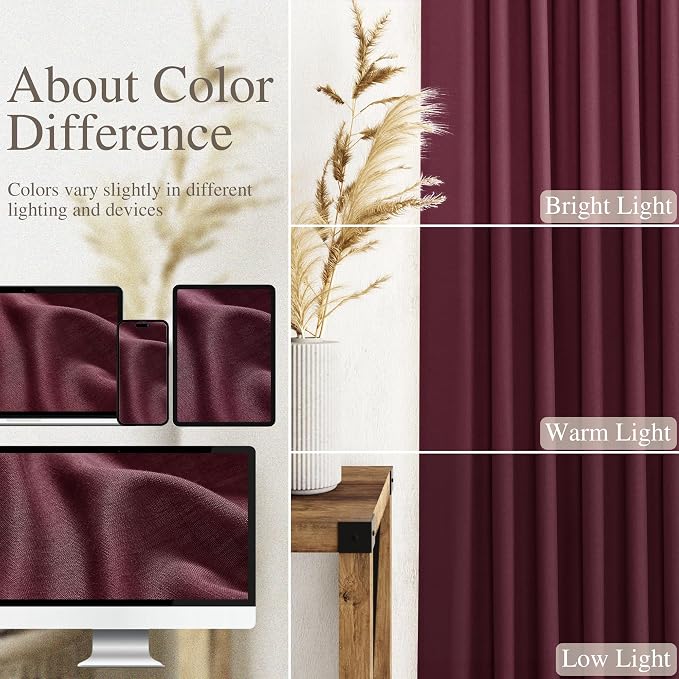 Burgundy Linen Curtains 72 Inch Length - Image 3