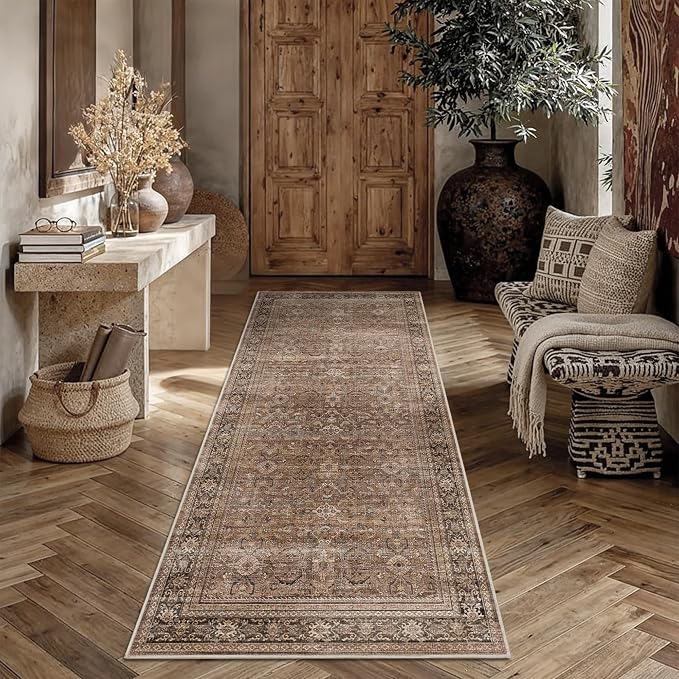 Schweek 3x7 Hallway Runner Rugs Washable Non Slip Kitchen Runners Brown | by Schweek