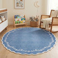 GarveeHome Round Area Rug 5ft Scalloped Washable Circle Rug by GarveeHome