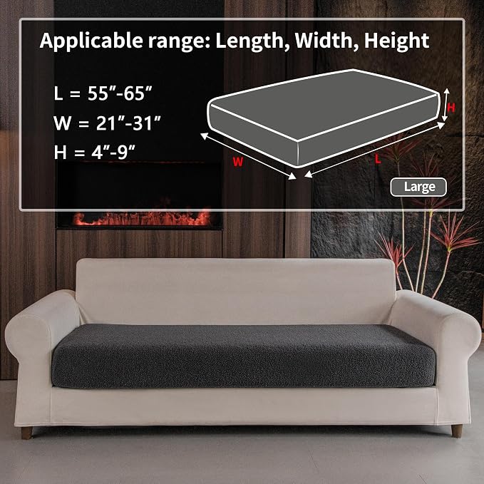 OHSIO Couch Cushion Covers for Sectional Sofa, Stretch Soft Sofa Slipcovers - Image 2