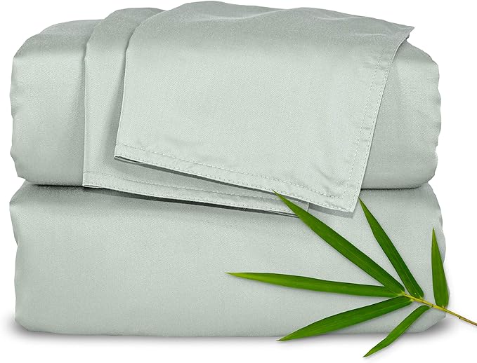 King Sheets by Pure Bamboo, Genuine 100% Organic Viscose Derived from Bamboo Bed Sheet Set, Luxuriously Soft & Cooling, Double Stitching, 2 Year Quality Promise (King, Sea Glass)