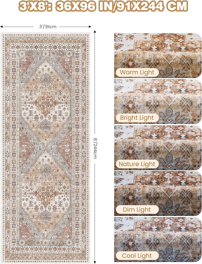 3x8 Runner Rug Non Slip Washable Rugs - Image 2