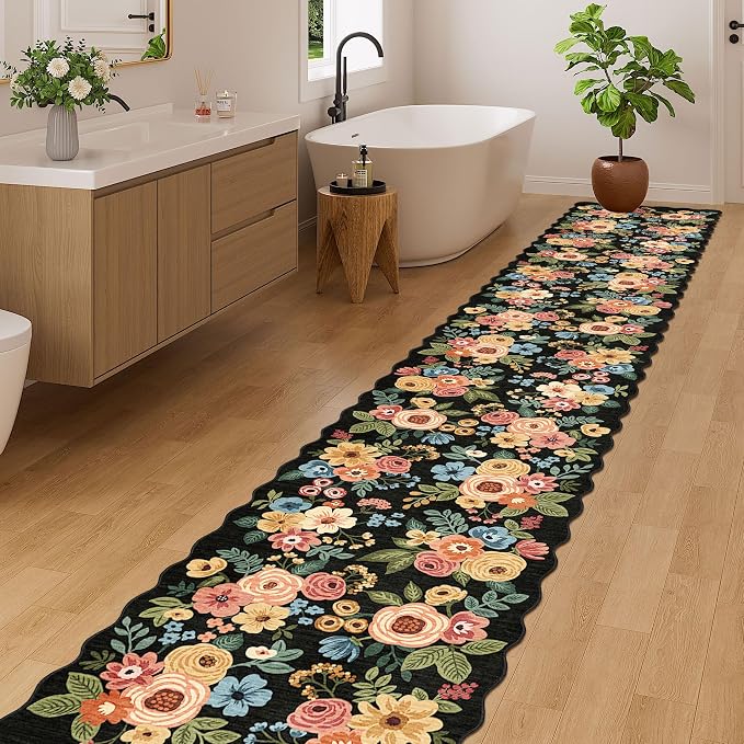 DUKINO 2x12 Washable Runner Rug, Floral Long Runner Rug - Image 5