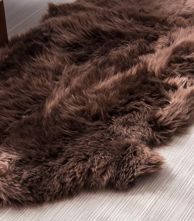 HUAHOO Premium Genuine Sheepskin Rug Brown Real Australia Sheepskin Natural - Image 4