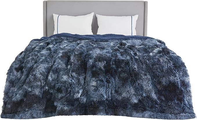 Bedsure GentleSoft Fluffy Tie Dye Navy Blue King Size Blanket by Unknown