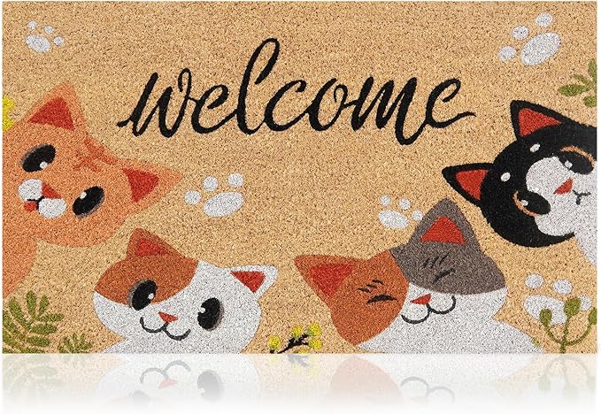 Coir Welcome Mat, 17 x 29 in | 100% Natural Coir, Anti-Shedding, Durable PVC by AmaruDoorMats