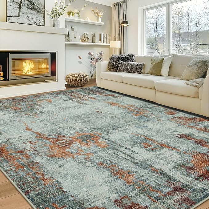 Aelenmu 10x14 Area Rugs for Living Room Dining Room Washable Red Brown | Soft by Aelenmu