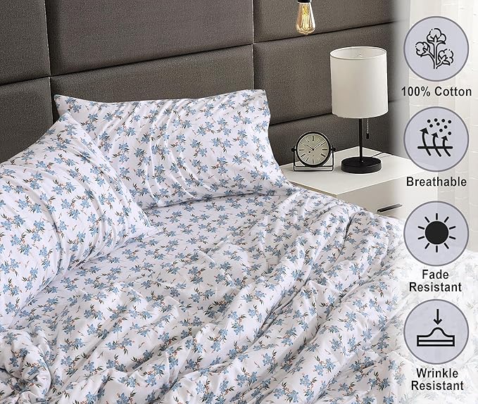 RUVANTI Flannel Sheets King Size - 100% Cotton Brushed King Size Sheets Set - Deep Pockets 16 Inches Bed Sheets - All Seasons Breathable & Extra Soft - Warm & Cozy, 4 Piece, Cloud Nine