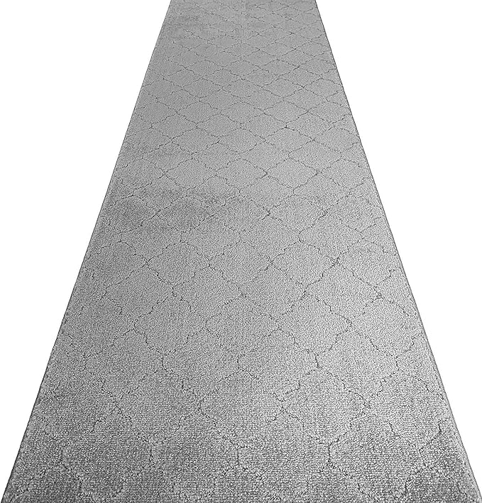 Custom Size Modern Runner Rug Carpet for Hallway Entryway Foyer Kitchen, Slip Resistant Latex Rubber Backed 31 inch Wide X Customized Length, Clouds Grey, 31 inch X 34 feet