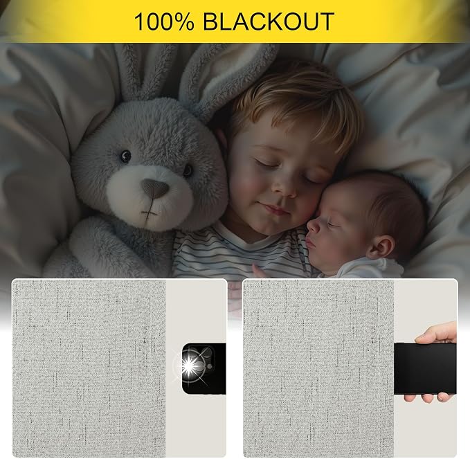 Pitalk 45 Inch Length Blackout Curtains Set of 2 Panels Back Tab Linen Cotton - Image 4