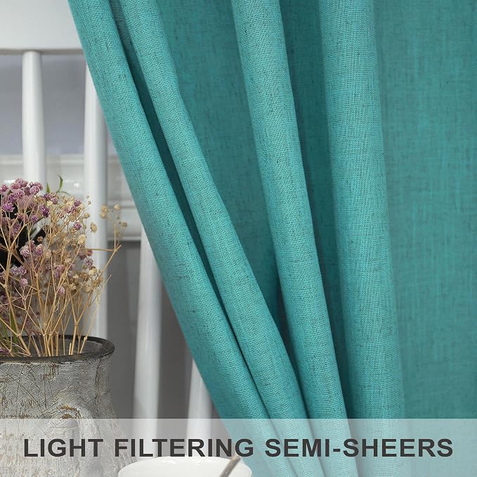 Mid Century Modern Teal Curtains 96 Inches Long 2 Panels - Image 4