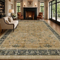 Taupe and Sage 8x10 Living Room Rug, Oriental Large Area Rug by HazoHaus