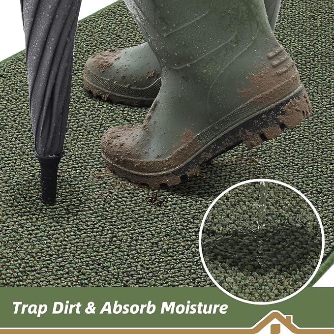 BEQHAUSE Dirt Trapper Door Mat 24" x 36" Half Circle Non Slip Rugs, Absorbent - Image 3