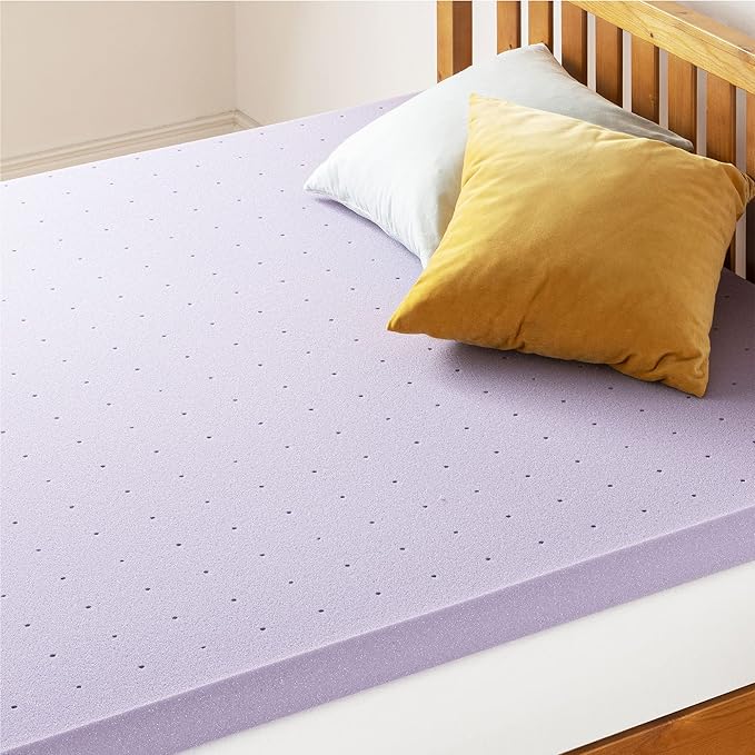 Mellow 3 Inch Ventilated Memory Foam Mattress Topper, Soothing Lavender Infusion, Full