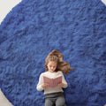 OLANLY Navy Blue Round Rugs for Bedroom by OLANLY