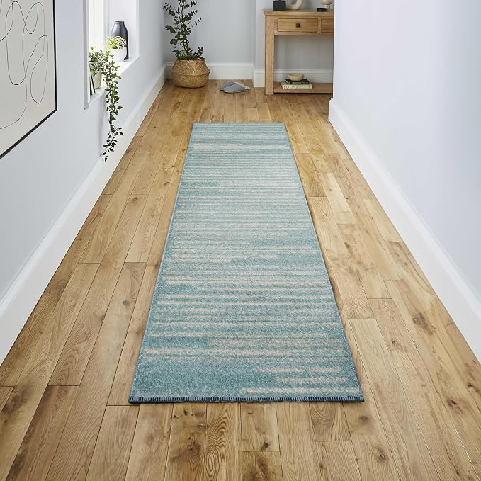 JONATHAN Y Khalil Modern Berber Stripe Turquoise/Cream Runner Rug, Contemporary - Image 4