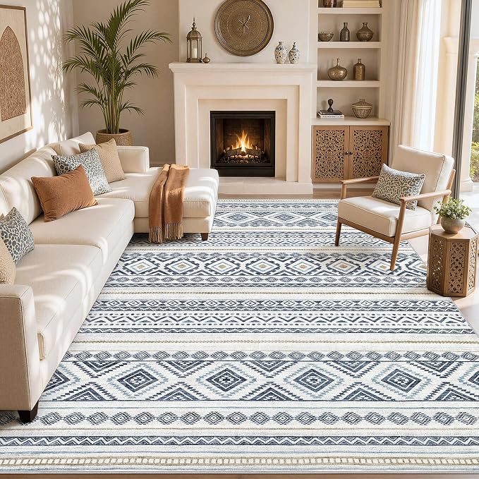 cotiled Boho 9x12 Area Rug for Living Room: Large Moroccan Washable Rug | Solve by COTILED