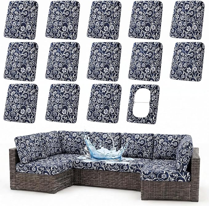 Waterproof Outdoor Cushion Covers, Stretch Patio Slipcovers | UV Resistant by hyha