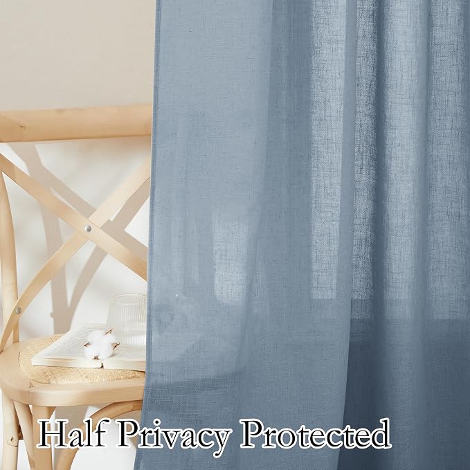 RYB HOME Light Filtering Linen Sheer Curtains 72 inch Long - Image 5