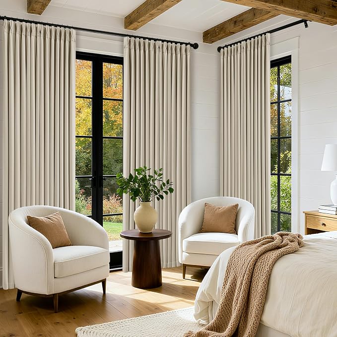 Oatmeal Extra Wide 100% Black Out 102 Inch Curtains - Image 9