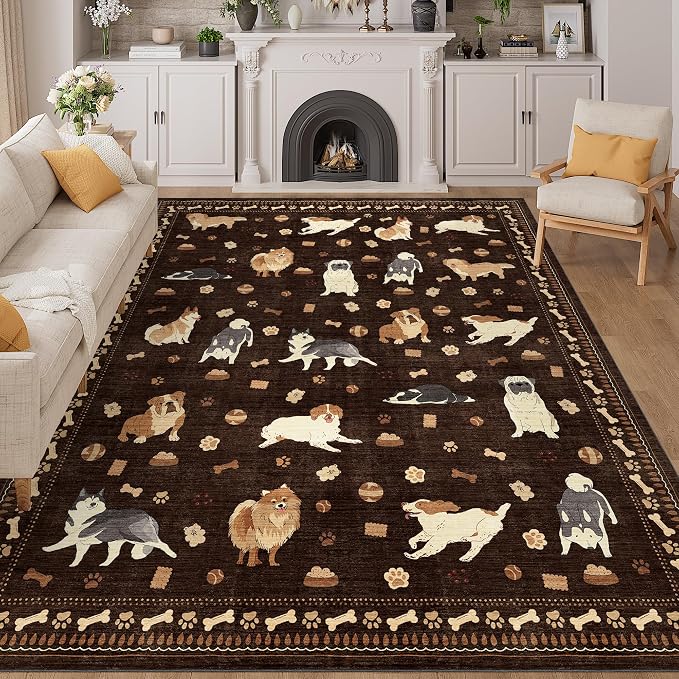 DUKINO 8x10 Area Rug, Washable Dog Rugs by DUKINO