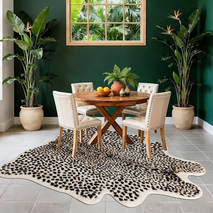 Leopard Print Rug, Cheetah Rugs 5.2x6.8ft Large Faux Cowhide Hide Skin Rug - Image 5