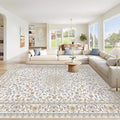 Area Rug 9x12 Washable Rug, Vintage Boho Medallion Rugs Non-Slip Soft Low Pile by VECARF