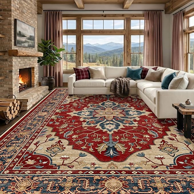 RELEANY Washable Area Rug, Large 10'x14', Water Repellent, Pet Friendly by RELEANY