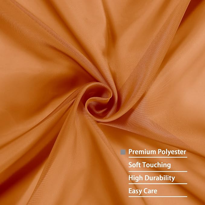 Sheer Orange Curtains, Sheer Curtains 84 inch Length 2 Panels Set, Rod Pocket - Image 3