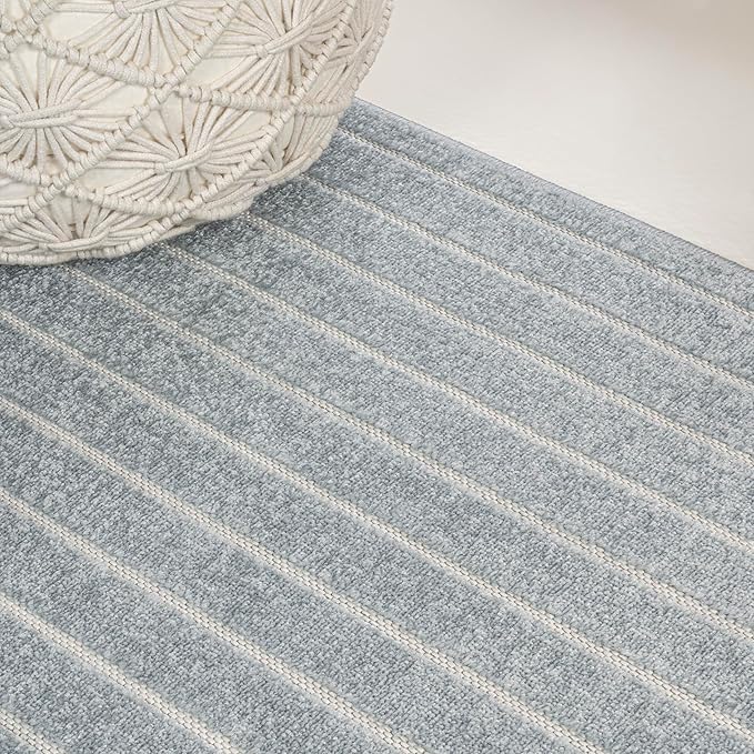 Eyely NCS101F-8 Odense High-Low Minimalist Angle Geometric Light Blue/Cream 8 ft. x 10 ft. Indoor/Outdoor Area Rug, for Home, Backyard, Patio, Porch, Bedroom, Kitchen, Living Room