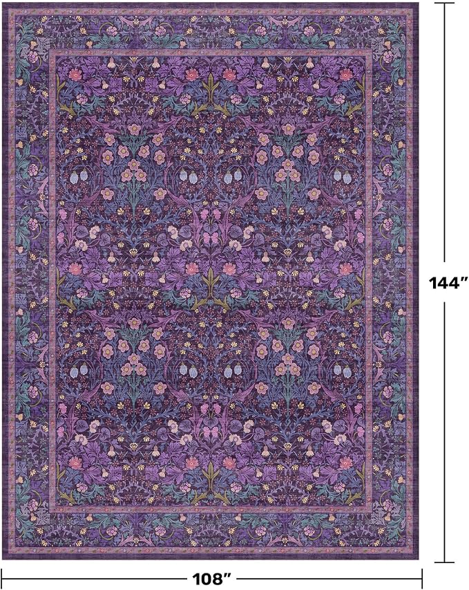 Washable Plum Purple Rug for Bedroom - Image 2