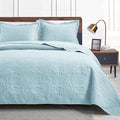Love's cabin King Size Quilt Set Spa-Blue Bedspreads - Soft Bed Summer Lightweight Bedspread Comforter - Modern Style Coin Pattern Coverlet for All Season - 3 Pieces (1 Quilt, 2 Pillow Shams)
