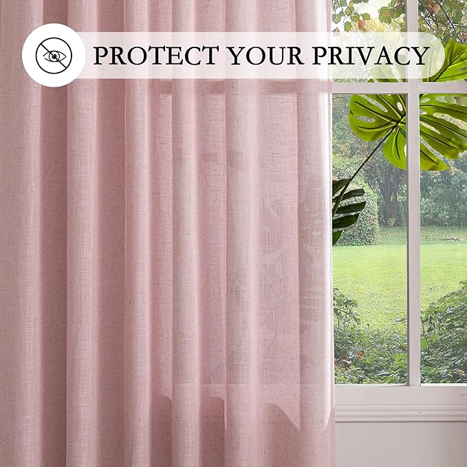 MYSKY HOME 96 Inches Length Pink Curtains - Image 6