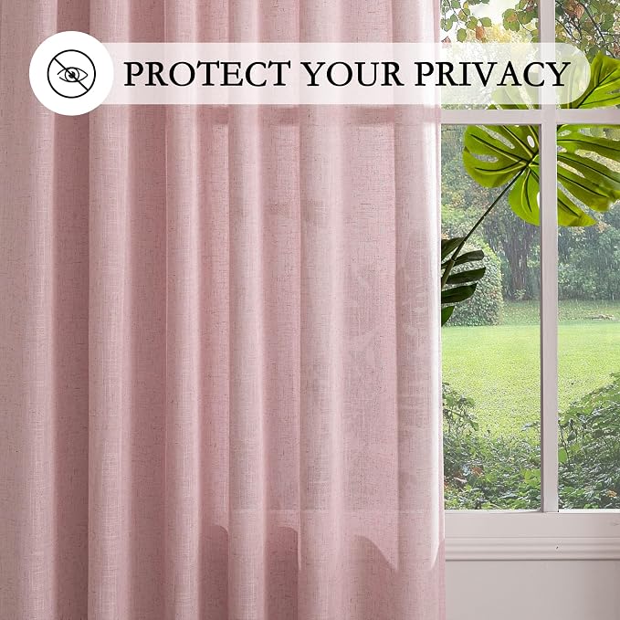 MYSKY HOME Pink Sheer Curtains for Girls Bedroom 84 Inches Long Girl Curtain - Image 6