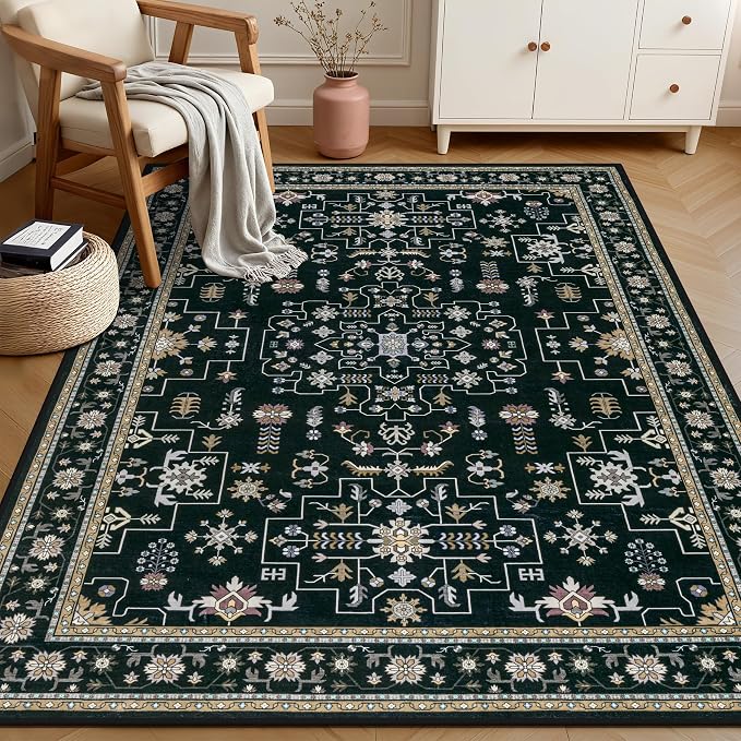 4x6 Area Rugs Living Room: Washable Vintage Rug - Image 2