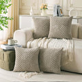Set of 4 Taupe Decorative Throw Pillow Covers 18x18 Inch Corduroy Pillow Covers by Cozoomy