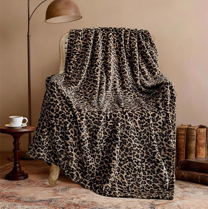 Edenleaf Leopard Print Blanket Fleece Throw by Edenleaf