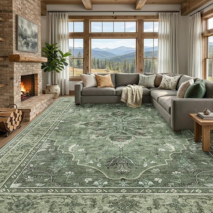 RELEANY Washable Area Rug, Large 10'x12', Water Repellent, Pet Friendly by RELEANY