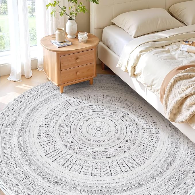cotiled 8x8 Round Rug 8ft Circle Living Room Boho Area Rugs | Solve Modern - Image 2