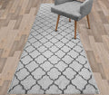 Custom Size Modern Runner Rug Carpet for Hallway Entryway Foyer Kitchen, Slip Resistant Latex Rubber Backed 31 inch Wide X Customized Length, Trellis Grey, 31 inch X 8 feet