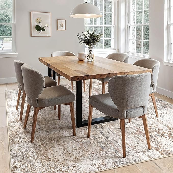 UERMEI Square Area Rugs : Washable 6x6 Neutral Modern Abstract Carpet - Image 6