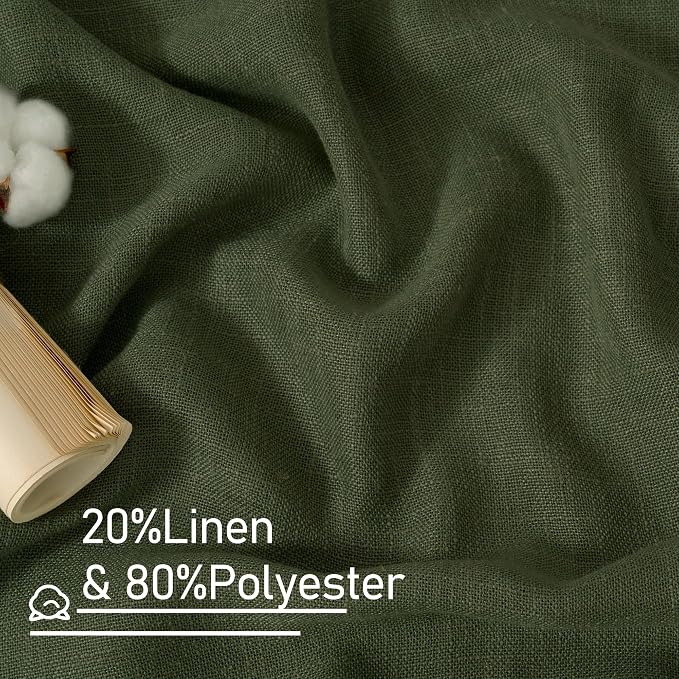 Olive Green Semi Sheer Linen Curtains - Image 3