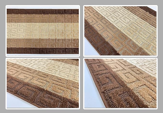 Custom Length Hallway Runner Rug, Slip Resistant, Meander Brown, 26 Inch X 14 - Image 6