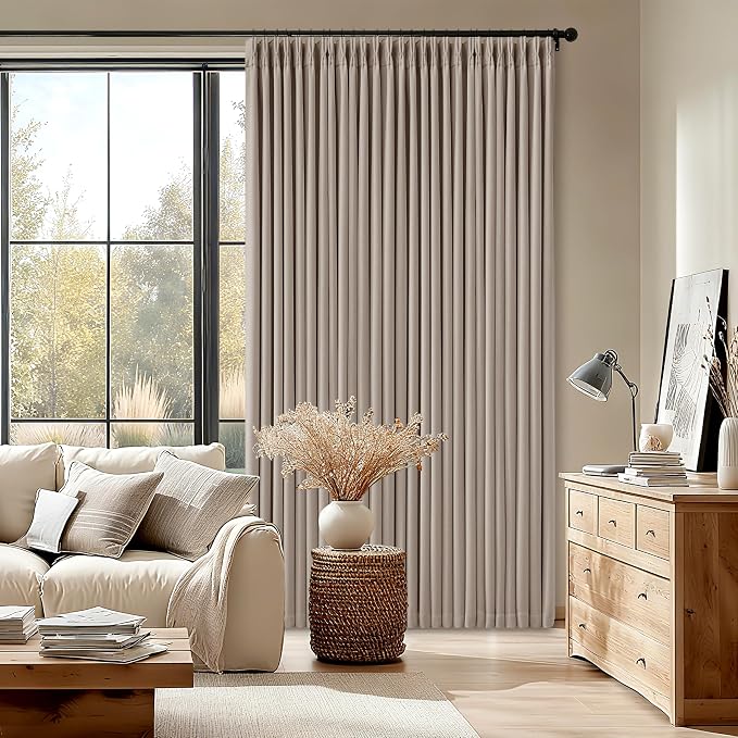 70 Inch Wide Blackout Pinch Pleat Curtains 102 Inches Long Burlywood Birch | - Image 7