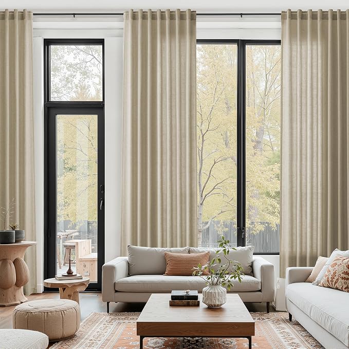 Taupe Burlywood Linen 144 Inch Curtains by Nanspring