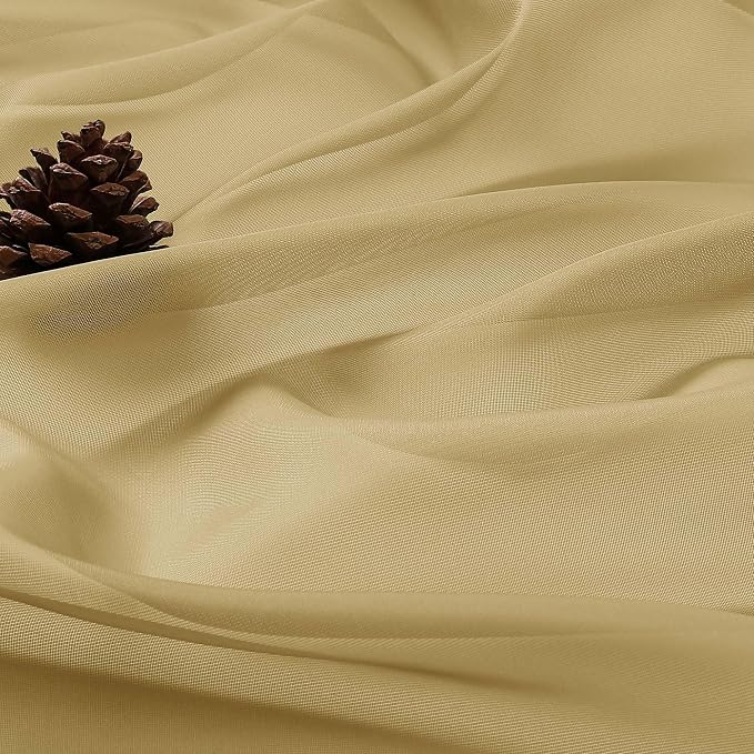 Sheer Gold Curtains, Sheer Curtains 63 inch Length 2 Panels Set, Rod Pocket - Image 8