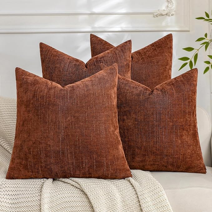 Set of 4 Soft Textured Decorative Throw Pillow Covers 20x20 Inch Cozy Farmhouse by Cozoomy