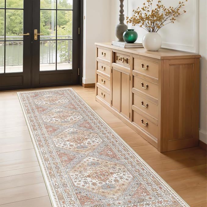 Runner Rug 2x8 Runners for Hallways Vintage Washable Rugs, Low Pile Soft - Image 3